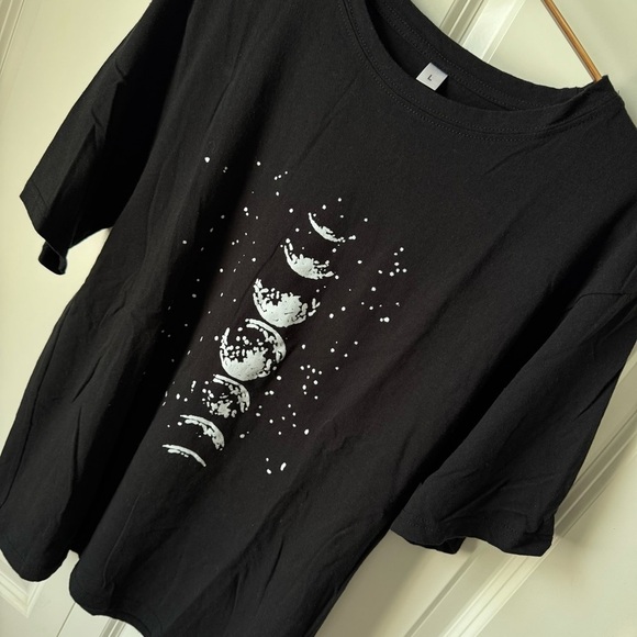 Black T-Shirt with Moon Phases Design - Picture 2 of 3